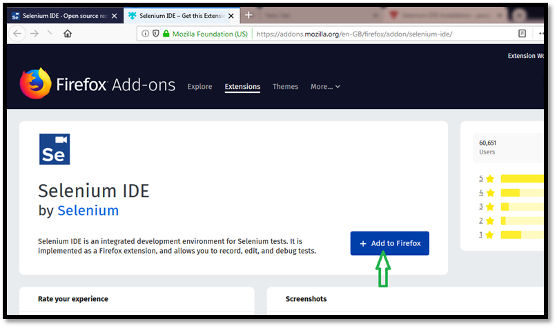 how to install selenium ide in firefox