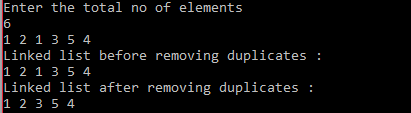 Remove duplicates from an unsorted Linked List 